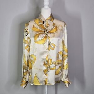 Vintage Starington Ornate Pattern Silk Blouse Size 10